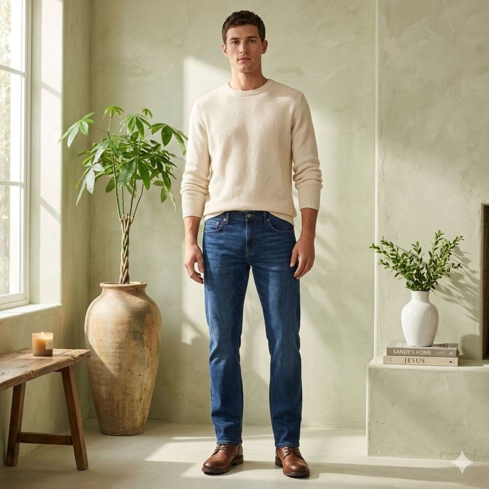 Mavi Zach Mens 32x30 Blue Straight Leg Jeans Mid Rise Stretch Denim